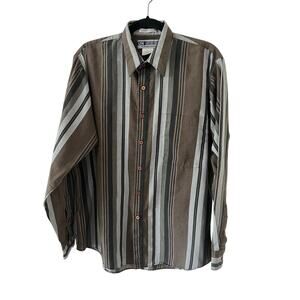 Untied Men’s Striped Button Up Shirt Size Large Preppy Work Casual